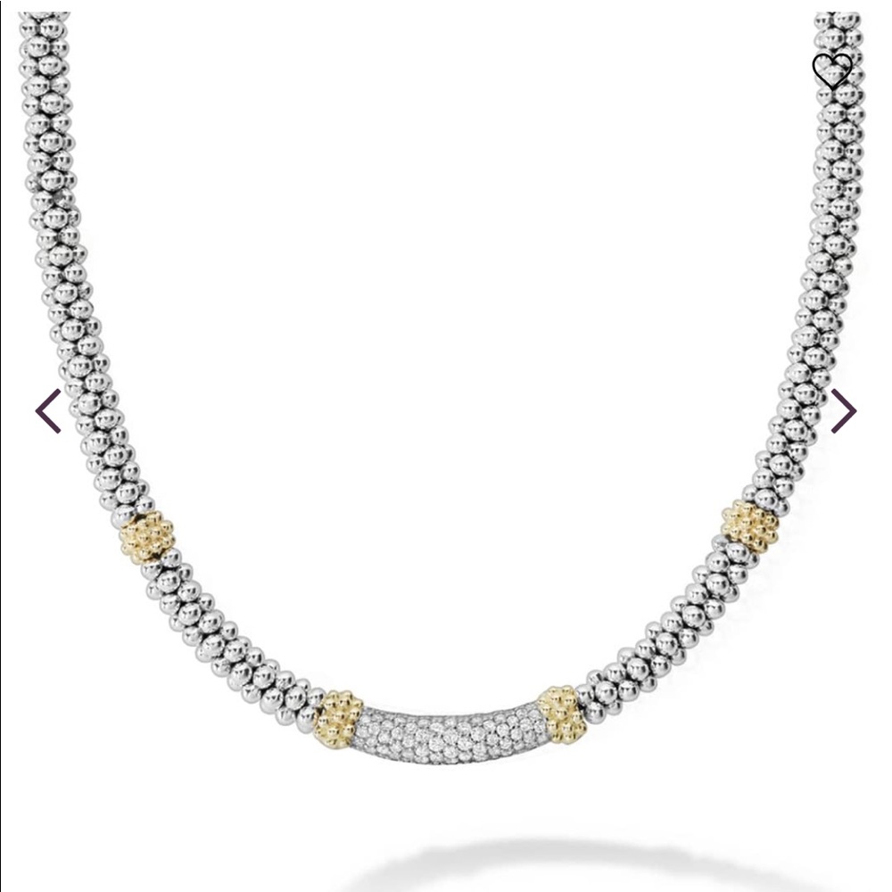 Lagos 18K gold caviar black diamond necklace